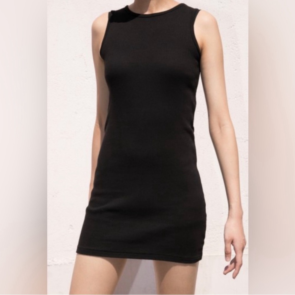 Brandy Melville Holy Dress - Black sleeveless ribbed body con dress